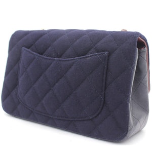 Felt Quilted Paris-Hamburg Charms Mini Rectangular Flap Dark Navy