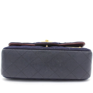 Felt Quilted Paris-Hamburg Charms Mini Rectangular Flap Dark Navy