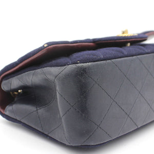 Felt Quilted Paris-Hamburg Charms Mini Rectangular Flap Dark Navy