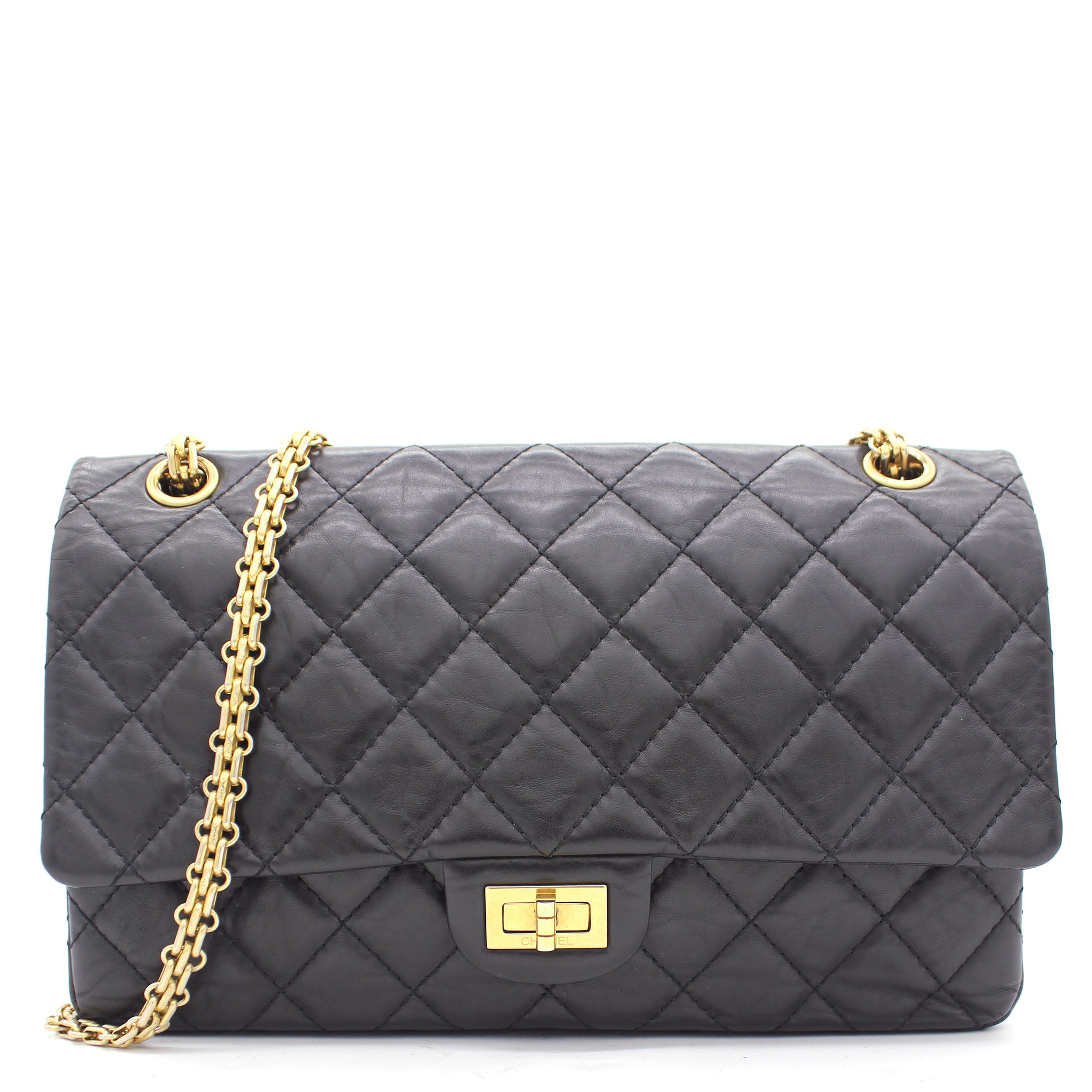 Black Quilted Crinkled Leather 226 Classic Reissue 2.55 Flap Bag