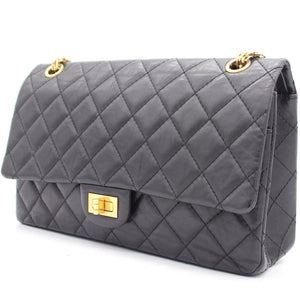 Black Quilted Crinkled Leather 226 Classic Reissue 2.55 Flap Bag