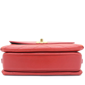 Calfskin Chevron Stitched Small Coco Flap Bag Red