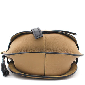 Grained Calfskin Small Gate Crossbody Bag Light Beige/Black