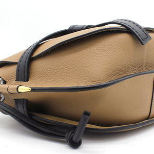 Grained Calfskin Small Gate Crossbody Bag Light Beige/Black