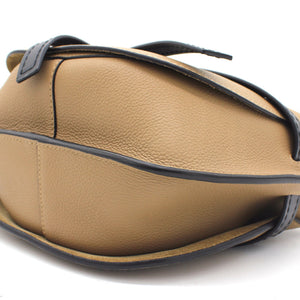 Grained Calfskin Small Gate Crossbody Bag Light Beige/Black