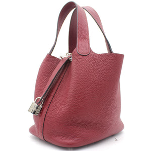 Wine Clemence Leather Picotin Lock 18 Bag