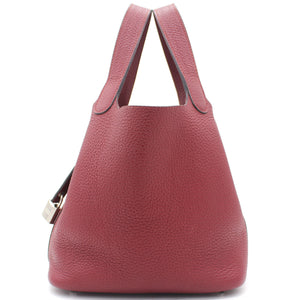 Wine Clemence Leather Picotin Lock 18 Bag