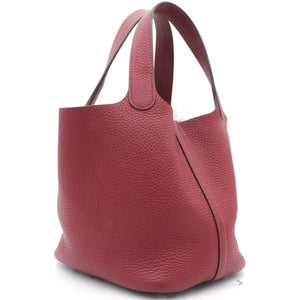 Wine Clemence Leather Picotin Lock 18 Bag