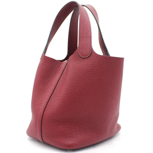 Wine Clemence Leather Picotin Lock 18 Bag