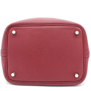 Wine Clemence Leather Picotin Lock 18 Bag