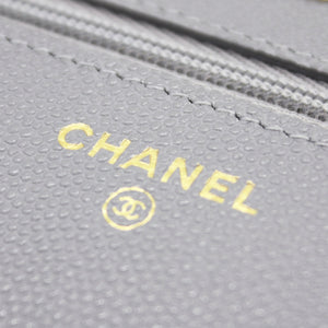 Quilted Leather WOC Chain Clutch Bag Grey Caviar