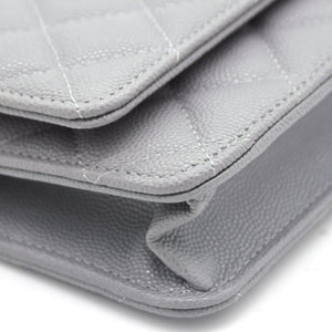 Quilted Leather WOC Chain Clutch Bag Grey Caviar