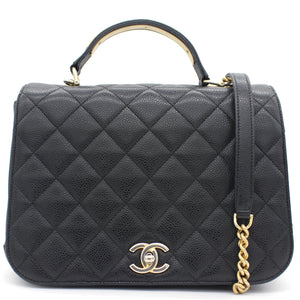 Caviar Black Flap Top Handle Bag
