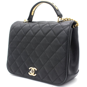 Caviar Black Flap Top Handle Bag