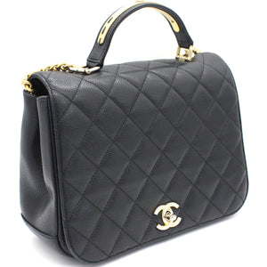 Caviar Black Flap Top Handle Bag
