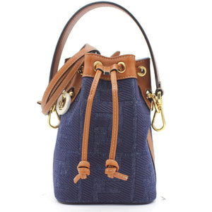 Blue/Brown Zucca Canvas and Leather Mini Mon Tresor Drawstring Bucket Bag