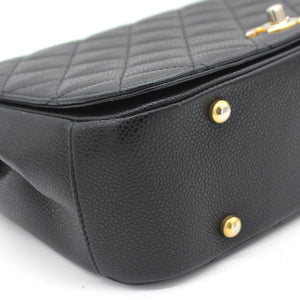 Caviar Black Flap Top Handle Bag