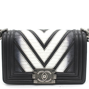 Lizard Chevron Small Boy Flap Black White