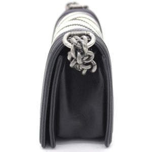 Lizard Chevron Small Boy Flap Black White