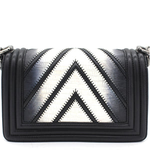 Lizard Chevron Small Boy Flap Black White