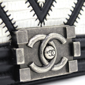 Lizard Chevron Small Boy Flap Black White