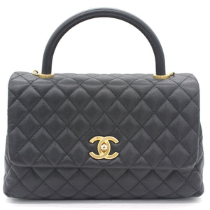 Caviar Quilted Coco Handle Flap Black