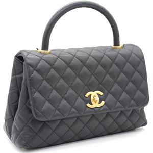 Caviar Quilted Coco Handle Flap Black