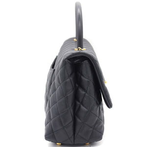 Caviar Quilted Coco Handle Flap Black