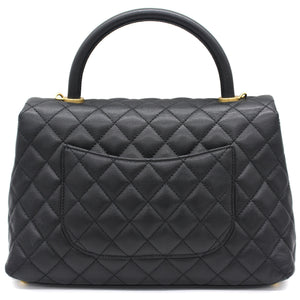 Caviar Quilted Coco Handle Flap Black