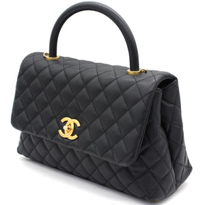 Caviar Quilted Coco Handle Flap Black