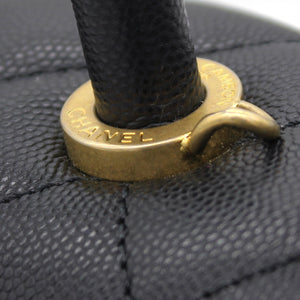Caviar Quilted Coco Handle Flap Black
