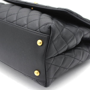Caviar Quilted Coco Handle Flap Black