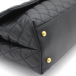Caviar Quilted Coco Handle Flap Black