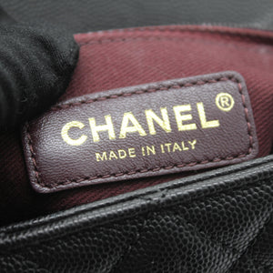 Caviar Quilted Coco Handle Flap Black