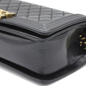 Quilted Glazed Calfskin Medium Boy Bag