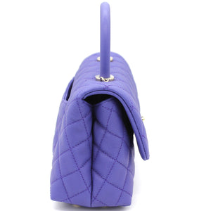 Purple Quilted Caviar Leather Small Handle Coco Flap Bag