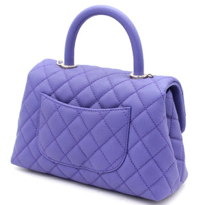 Purple Quilted Caviar Leather Small Handle Coco Flap Bag