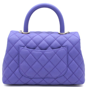 Purple Quilted Caviar Leather Small Handle Coco Flap Bag