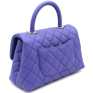 Purple Quilted Caviar Leather Small Handle Coco Flap Bag