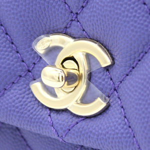 Purple Quilted Caviar Leather Small Handle Coco Flap Bag