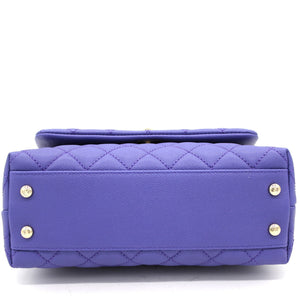 Purple Quilted Caviar Leather Small Handle Coco Flap Bag