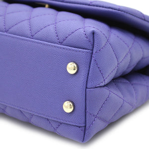 Purple Quilted Caviar Leather Small Handle Coco Flap Bag