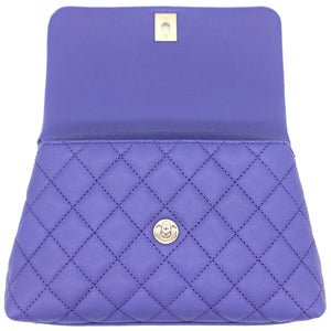 Purple Quilted Caviar Leather Small Handle Coco Flap Bag