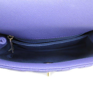 Purple Quilted Caviar Leather Small Handle Coco Flap Bag