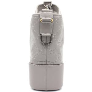 Grey Quilted Aged Calfskin Leather Gabrielle Hobo Bag