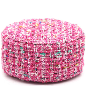 CC Tweed Fabric Round Clutch With Chain