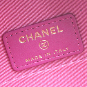 CC Tweed Fabric Round Clutch With Chain