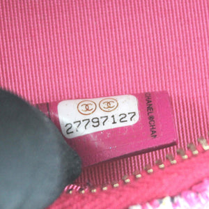 CC Tweed Fabric Round Clutch With Chain