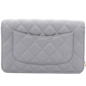 Quilted Leather WOC Chain Clutch Bag Grey Caviar