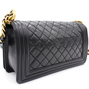 Quilted Glazed Calfskin Medium Boy Bag